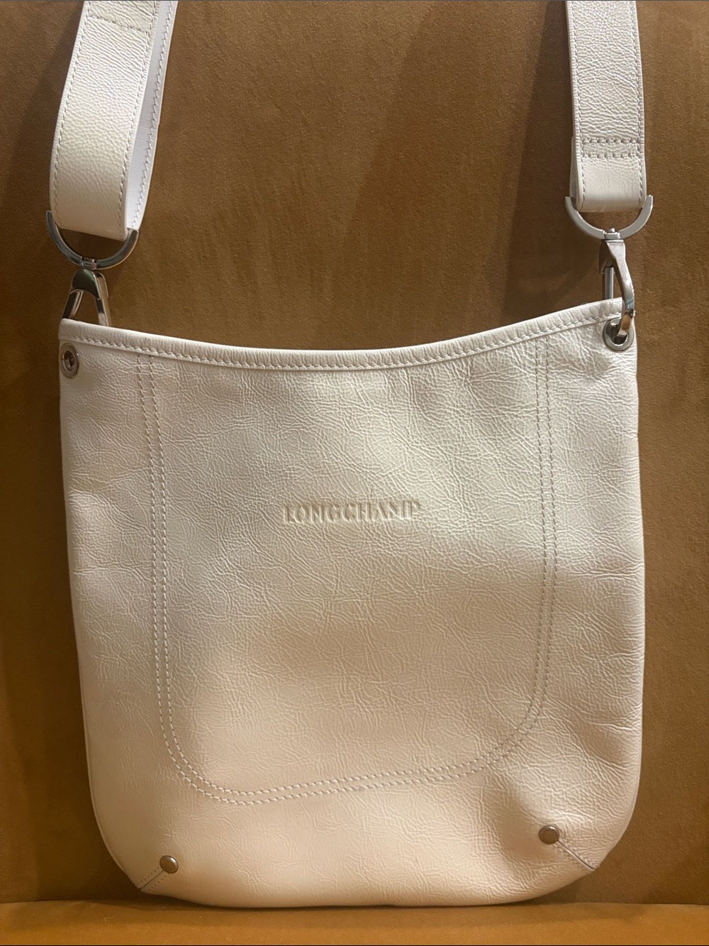 White Women's Longchamp Leather Crossbody Bag